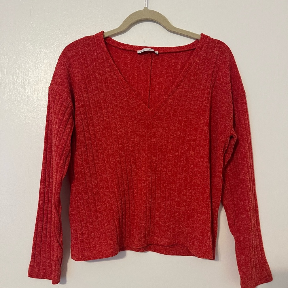 Zara Vibrant Red Knit Top